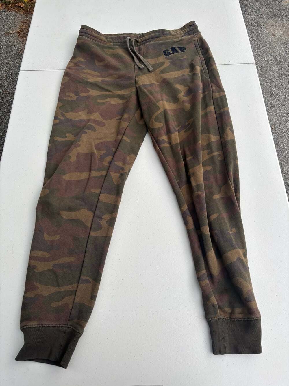 Gap Camo Jogger Sweatpants MediumGreen Logo Drawstring